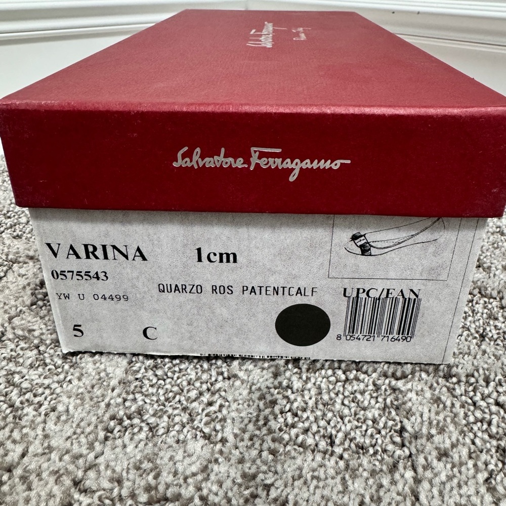 Salvatore Ferragamo Varina Ballet Flats Size 5 Nude Patent Leather - Picture 2 of 6